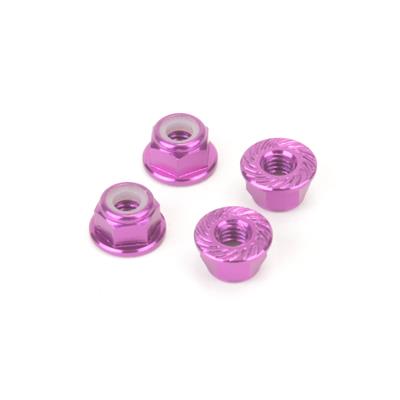 M4 Alloy Serrated Nyloc Nuts - Purple - 4pcs